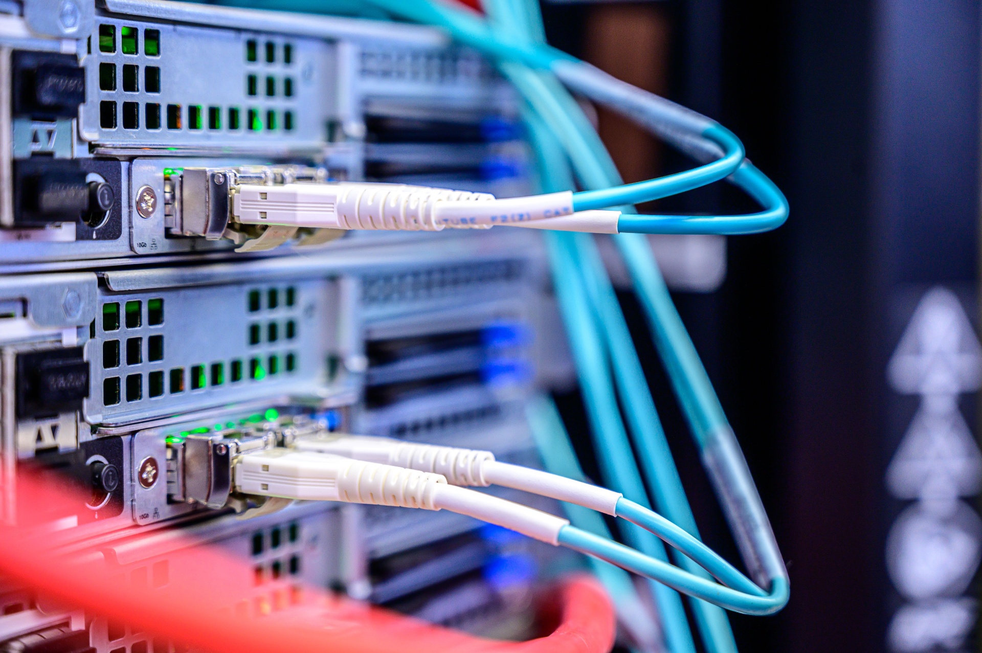 Fiber and copper cabling patched into enterprise network switches